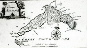 Etelä-Tyynenmeren saaren kartta, 1800